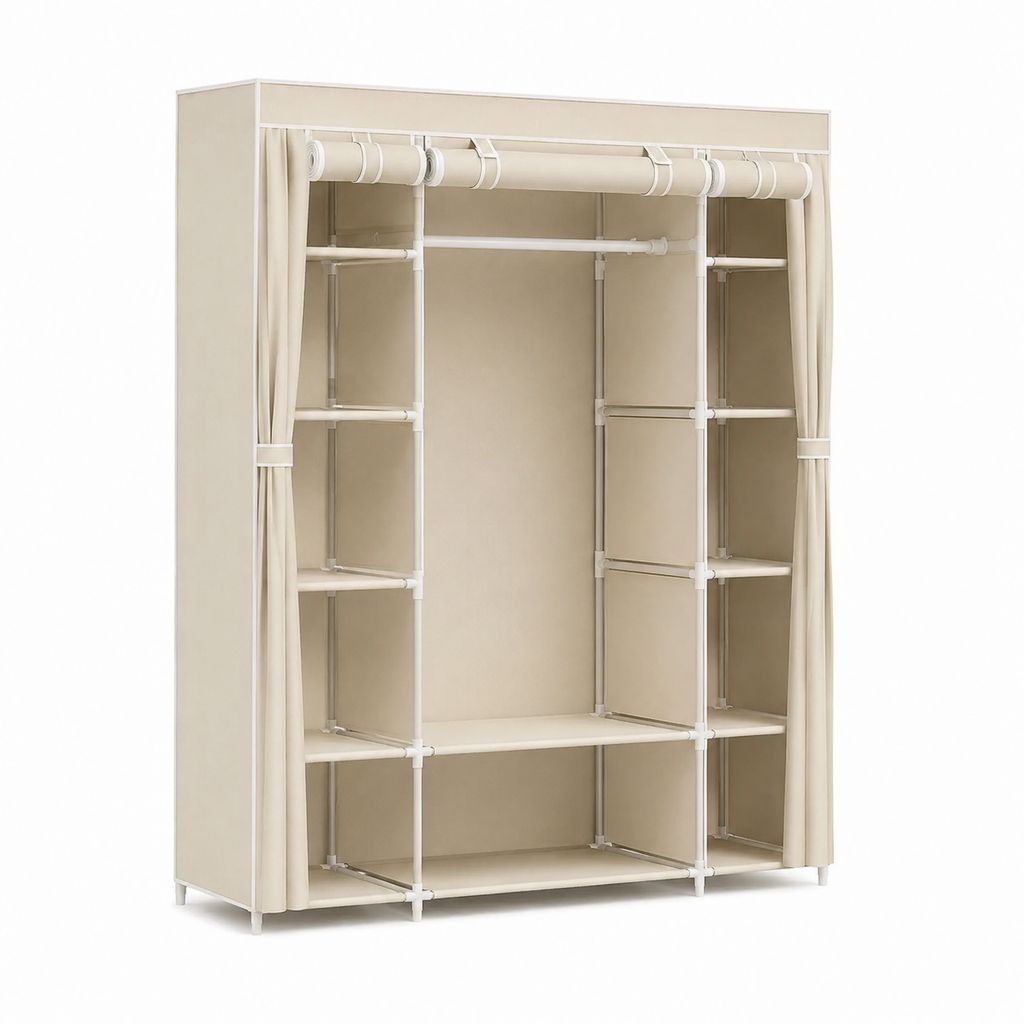 Armoire penderie rectangulaire crème en acier et polypropylène 130 x 45 x 170 cm