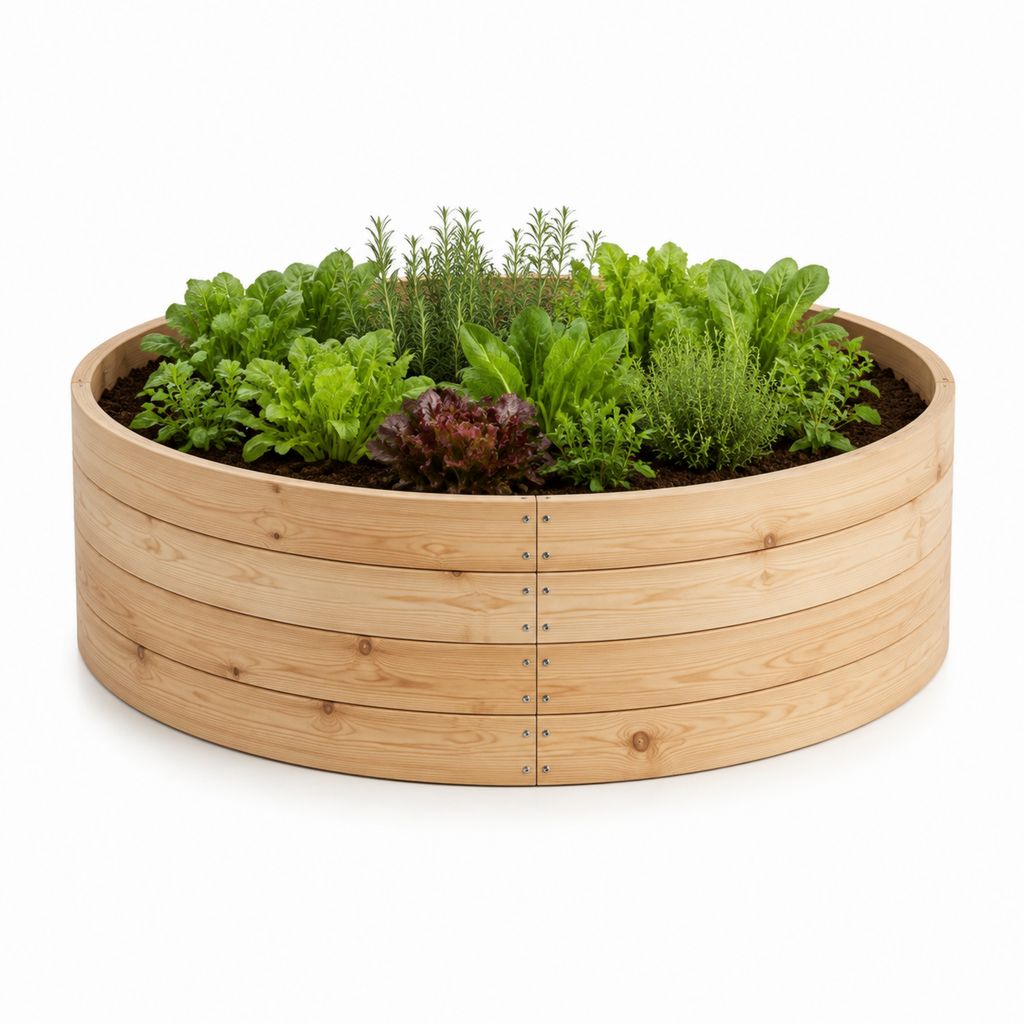 Jardinière surélevée ronde en bois de pin naturel Ø 120 cm hauteur 40 cm