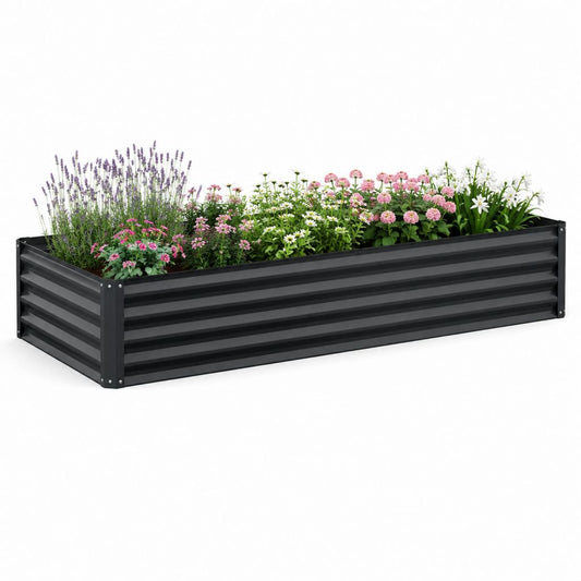 Jardinière surélevée rectangulaire noire en acier galvanisé 120 x 60 x 30 cm
