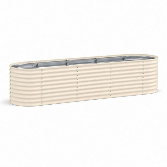 Jardinière surélevée ovale en acier galvanisé beige 240 x 60 x 60 cm