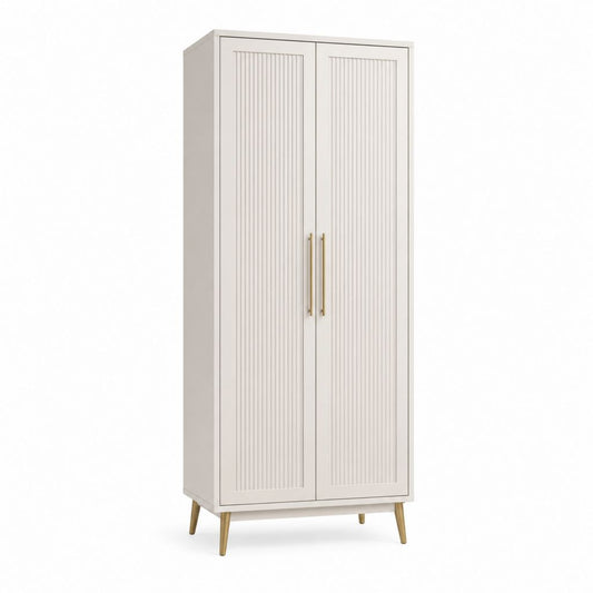 Armoire de chambre 2 portes blanche en panneaux MDF rectangulaire 80 x 40 x 180 cm