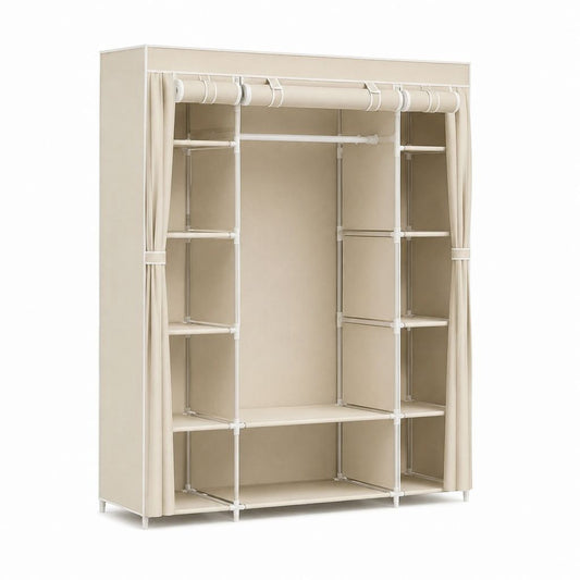Armoire penderie rectangulaire crème en acier et polypropylène 130 x 45 x 170 cm