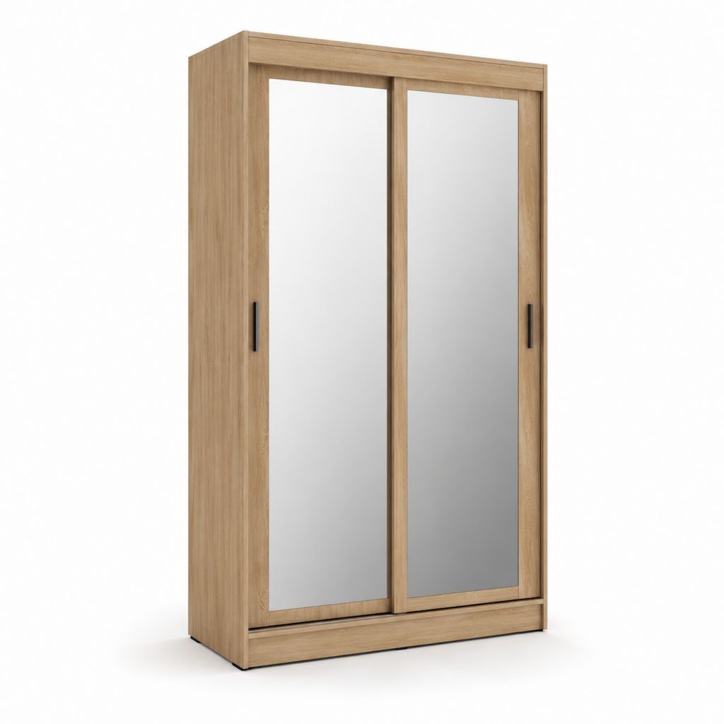Armoire de chambre à portes coulissantes chêne clair avec miroirs 120 x 60 x 200 cm