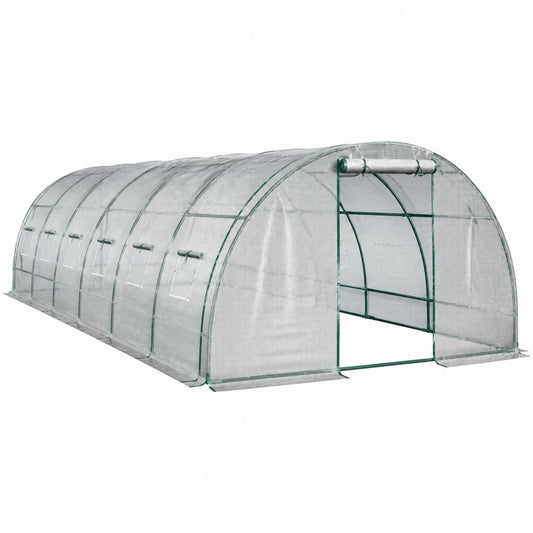Serre tunnel de jardin verte en acier galvanisé et polyéthylène renforcé 600 x 300 x 200 cm